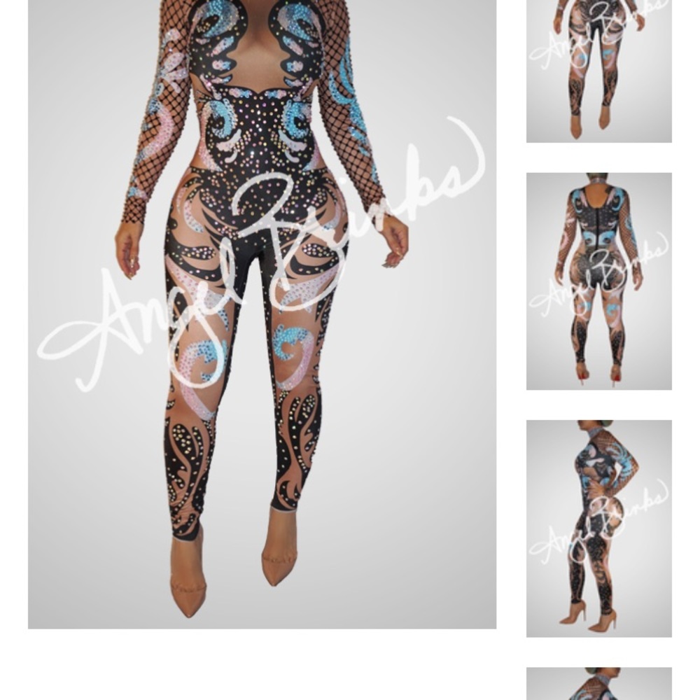 Angel brinks rhinestone bodysuit